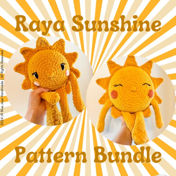 Raya Sunshine Crochet Pattern Bundle (Raya + Little Raya Included) | Amigurumi Sun Pattern