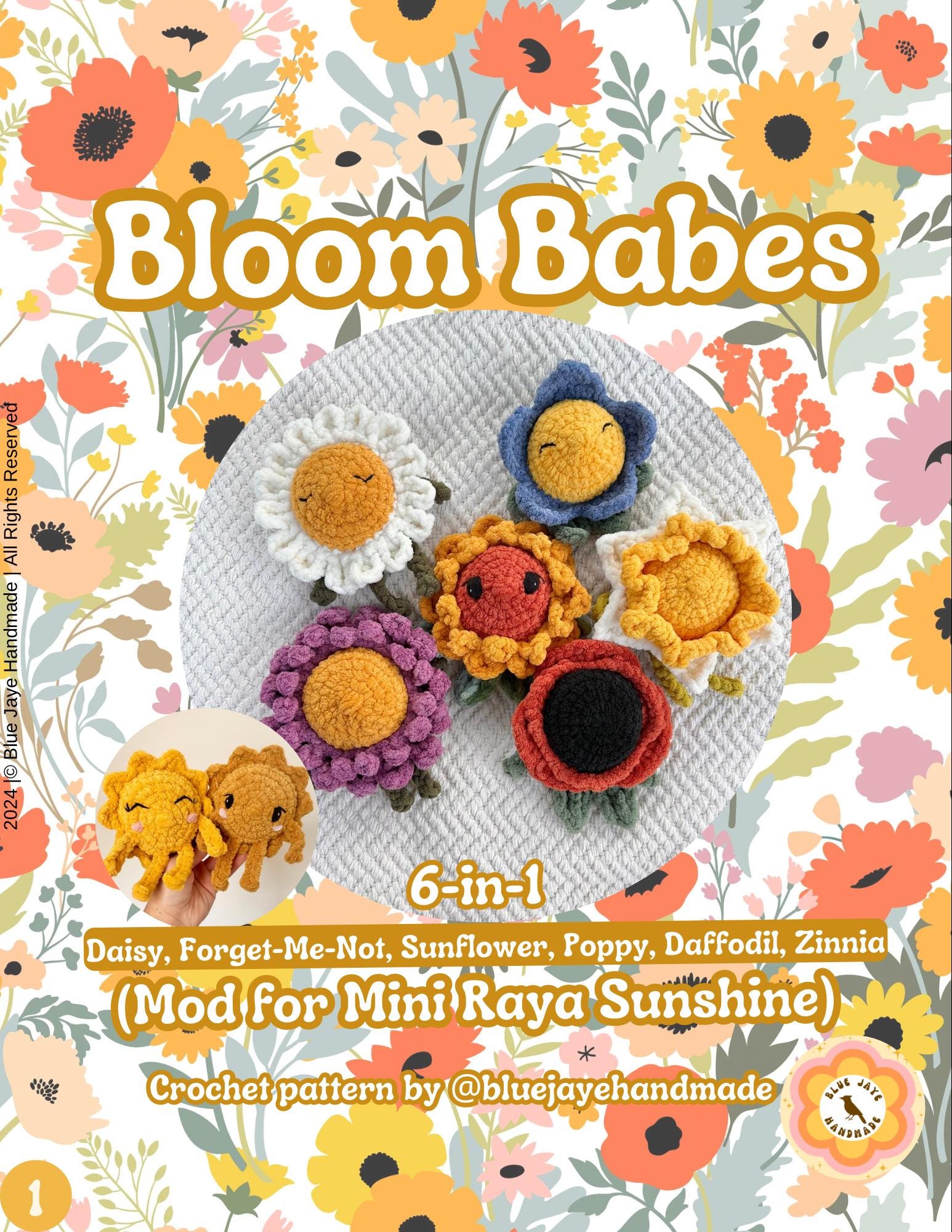 Bloom Babes Mod- 6 Patterns | Flower Mod for Mini Raya Sunshine | Amigurumi Whimsical Flower Crochet Pattern