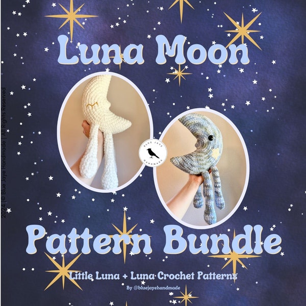 Luna Moon Crochet Pattern Bundle (Luna + Little Luna Included) | Amigurumi Moon Pattern