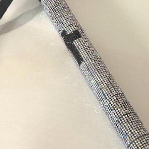 Bedazzled Rhinestone Folding Cane, Silver Diamanté, Adjustable