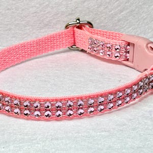 May include: Pink dog collar with a double row of clear pink rhinestones.