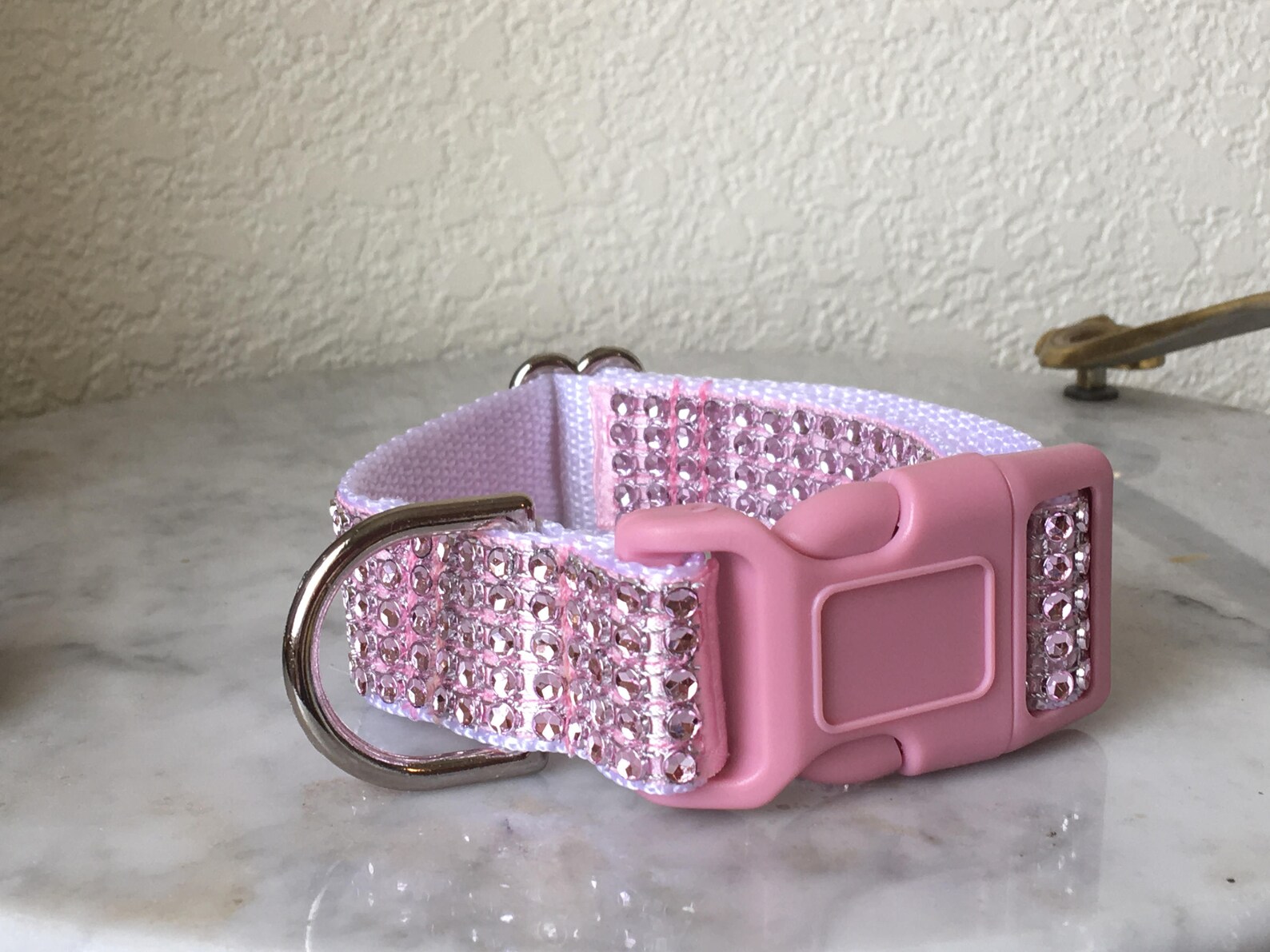 Rhinestones Pink Bling Dog Collar Metal or Pink Plastic Buckle Etsy