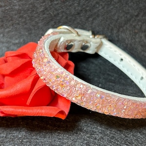 Peach Sparkling Dog Collar: Glitzy Faux Leather, Special Occasions