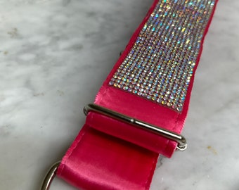 Sparkling pink &silver Big Dog collar. Buckle or martingale. Real glass rhinestones.