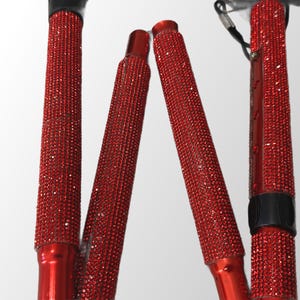 Gems, Red Rhinestone walking cane. Real faceted glass stones. Gift, folding, adjustable and light weight. Luxury Sparkle Cane!