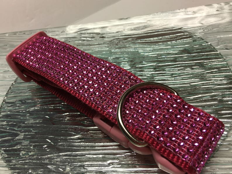 Pink Bling Rhinestone Big Dog Collar Cotton Nylon Blend Etsy