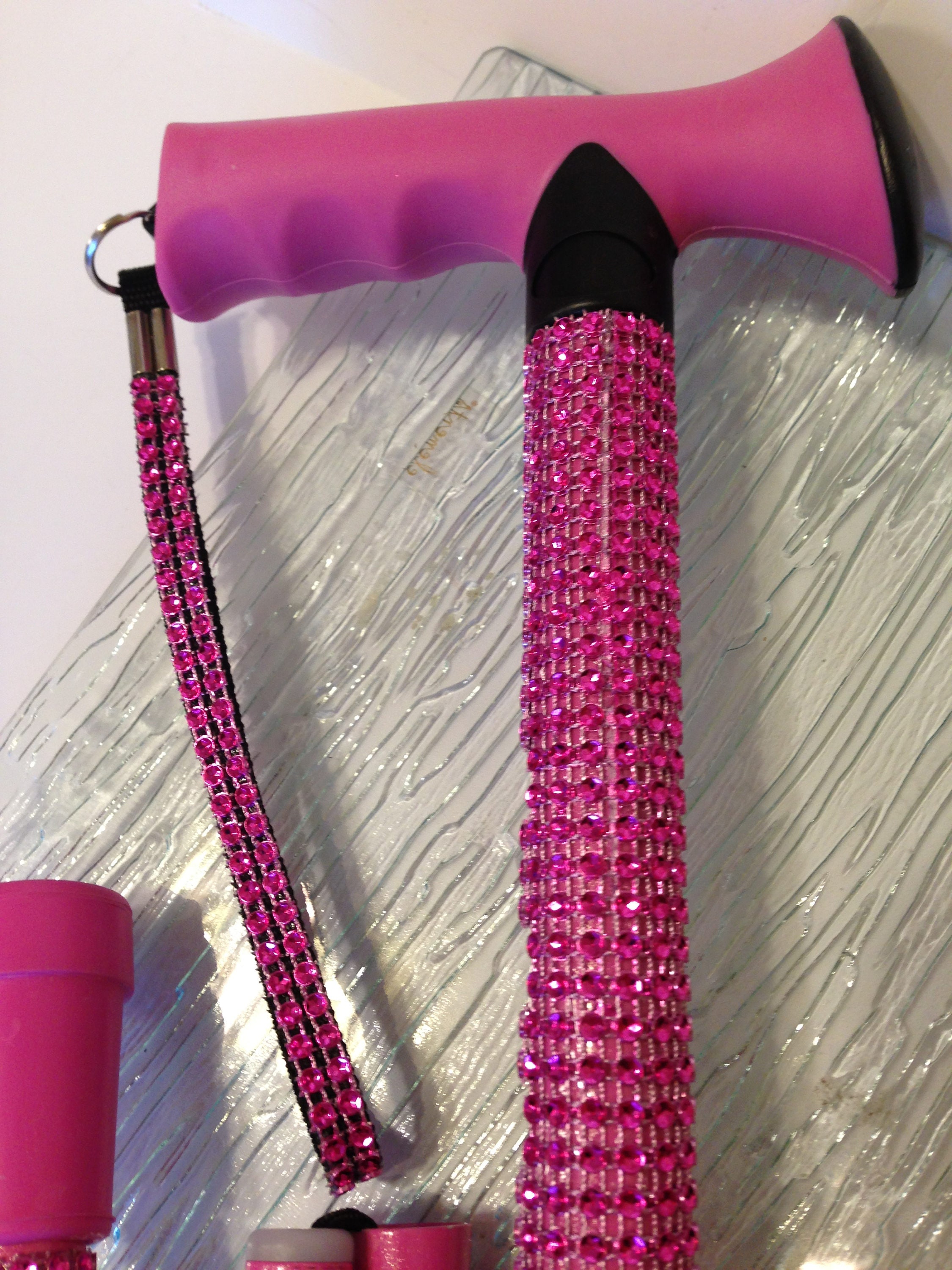 Bling Walking stick / Cane 33 inch sparkly crystal effect diamante bow in  pink