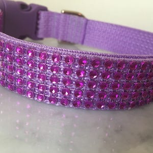 Lavender faux Rhinestone Dog Collar. Birthday, new puppy, welcome home Gift. Adjustable