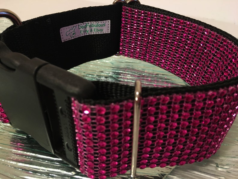 Pink Rhinestone BLING Dog Collar Crystal 2 WIDE Big Dog Collar Elegant Sparkly Fancy Nylon Plastic Buckle Glam