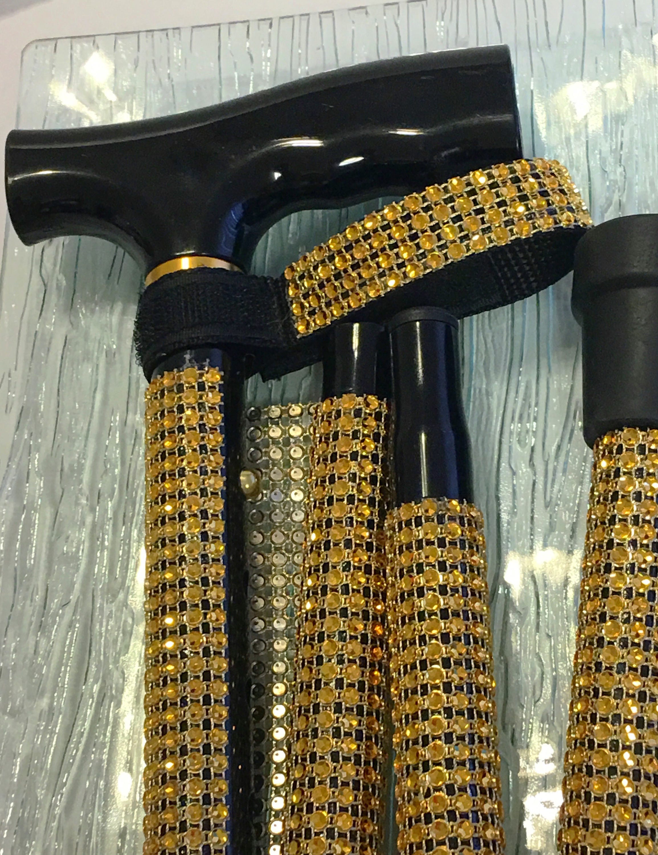 Gold Rhinestone Folding Walking Cane Makes a Great Gift Etsy