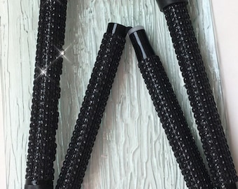 Black Faux Rhinestone Folding Walking Cane, Elegant Bling