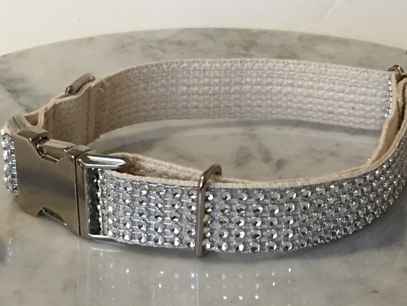 Silver Bling Rhinestones Soft Cotton Dog Collar Sensitive Skin Etsy