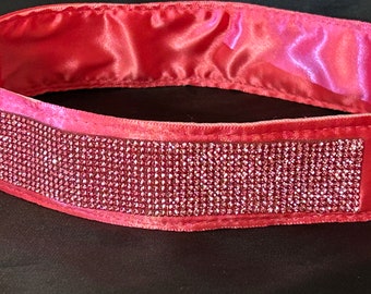 Real glass Rhinestones! Soft Pink stones. Big breed collar. Martingale or Buckle. Satin lined front and back. Adjustable. 1.5” wide.