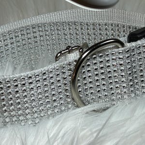 Silver Faux Rhinestone Bling Dog Collar: Wide, Elegant, Sparkly