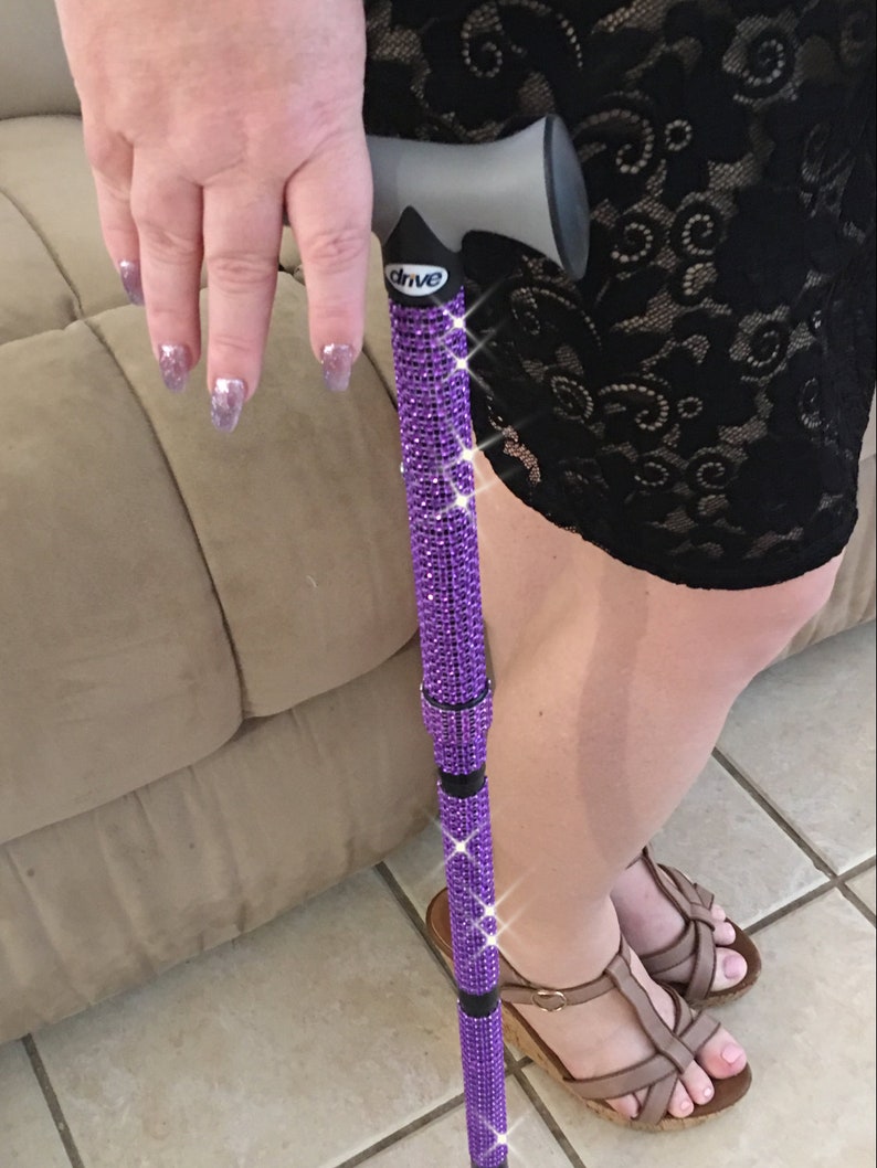 Purple Rhinestone Folding Cane Mobility Aid Sparkly Bling Multiple Sclerosis Balance Issues Post Surgery Gift Grandma Grandpa Mom Dad image 6