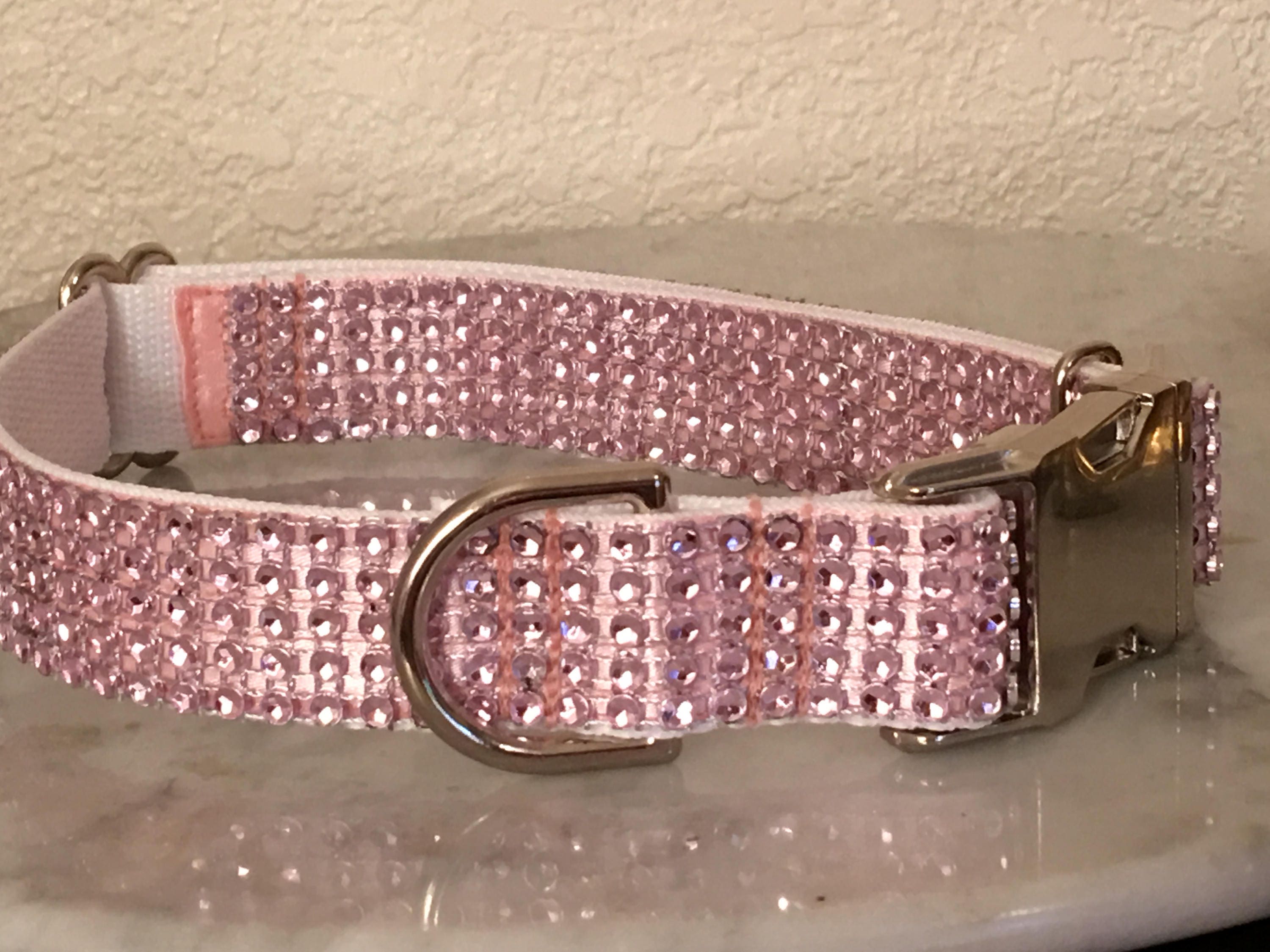 Rhinestones Pink Bling Dog Collar Metal or Pink Plastic Buckle Etsy
