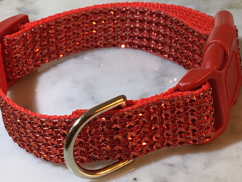 Rhinestone BLING Dog Collar Boy Girl Elegant Sparkle Red Nylon Etsy