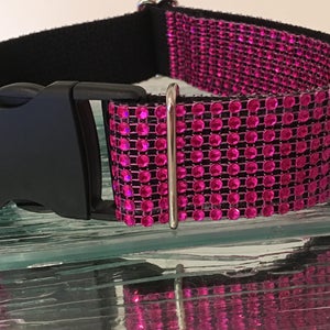 Pink Sparkle Hundehalsband: Baumwoll Bling Halsband, verstellbar Glam