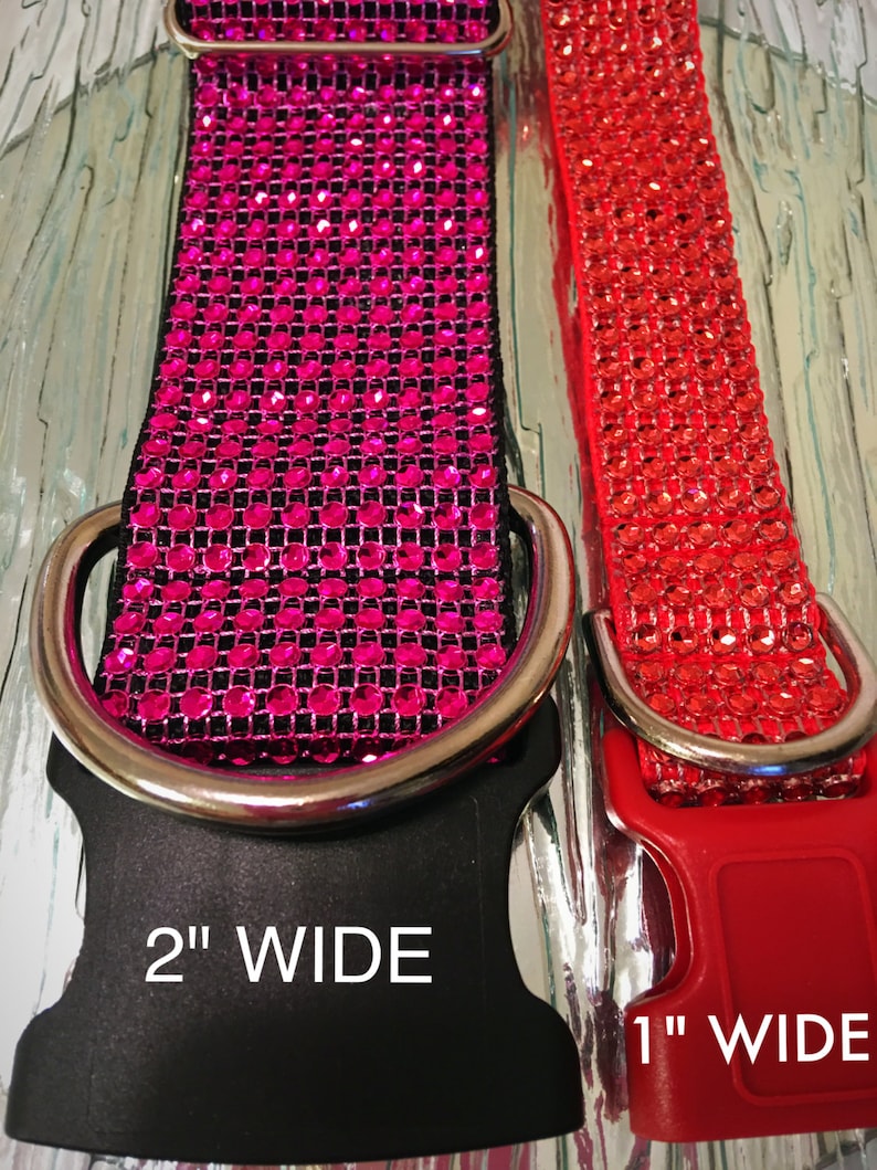 Pink Rhinestone BLING Dog Collar Crystal 2 WIDE Big Dog Collar Elegant Sparkly Fancy Nylon Plastic Buckle Glam