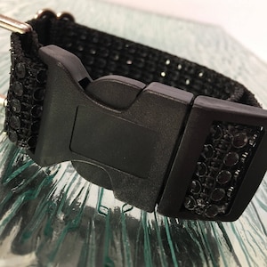 Black Faux Rhinestone BLING Dog Collar. Plastic buckle.