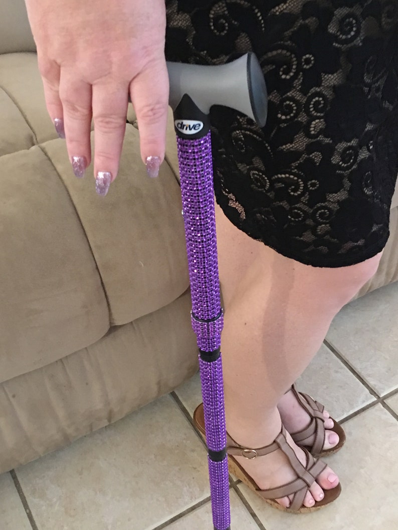 Purple Rhinestone Folding Cane Mobility Aid Sparkly Bling Multiple Sclerosis Balance Issues Post Surgery Gift Grandma Grandpa Mom Dad image 7