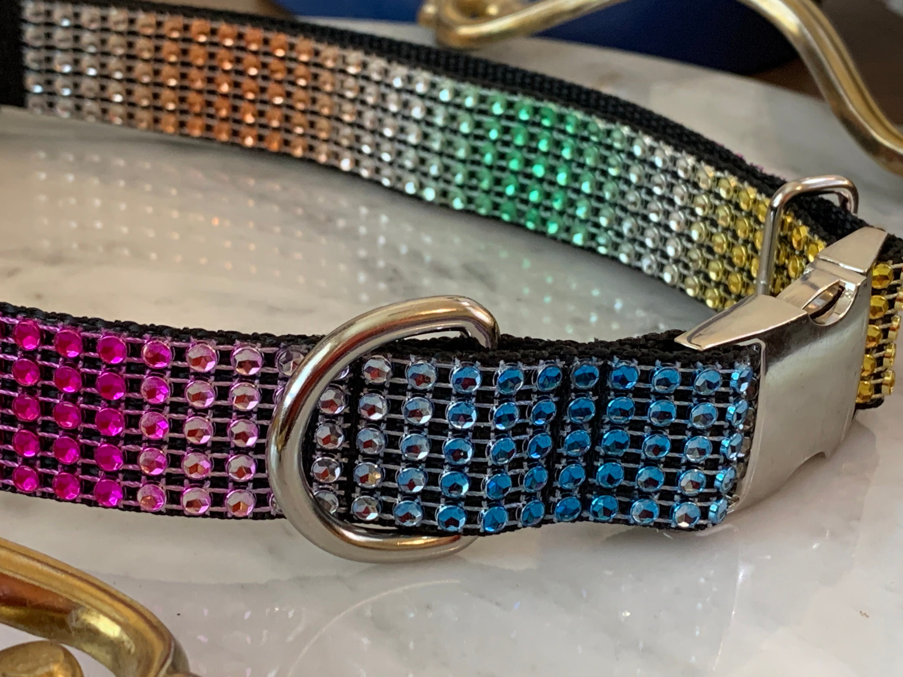Rhinestone Rainbow Bling Dog Collar Metal Buckle 1 WIDE Etsy