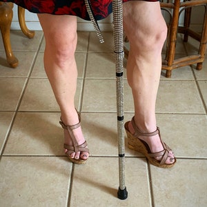 Champagne color Faux Bling on a Folding Cane. Thoughtful, loving gift for someone with mobility problems. Sparkling and elegant