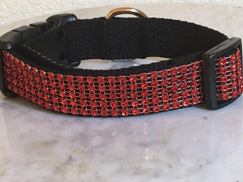 Red Rhinestone Bling Dog Collar Cotton or Nylon Small Medium Etsy