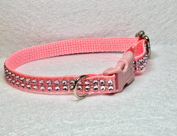 Sparkly Pink Dog Collar, Faux Rhinestone Bling, Small Dog