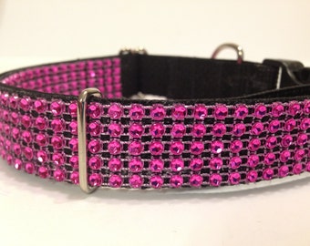 Pink BLING Faux Rhinestone Dog Collar  Nylon. Plastic Buckle. Sparkling and  Elegant. Adjustable