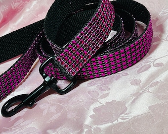 Sparkling Hot Pink Dog Leash, Faux Rhinestone Bling, Elegant, diamanté, and machine Washable