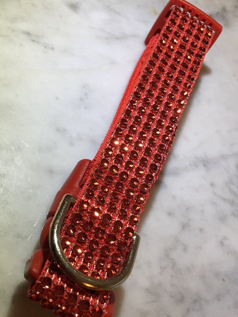 Rhinestone BLING Dog Collar Boy Girl Elegant Sparkle Red Nylon Etsy