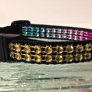 Rainbow Bling Dog Collar: Elegant Sparkling Puppy Collar, 1/2&quot; Wide