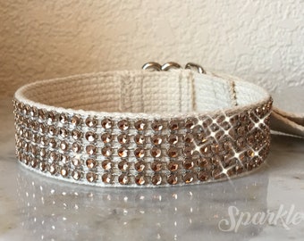 Rhinestone Bling Martingale  Dog Collar, adjustable COTTON  greyhound whippet Control Custom Colors Custom Glam Fancy