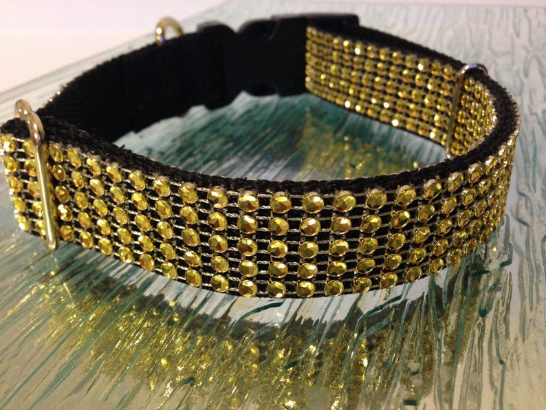 Gold Rhinestone BLING Dog Collars Large Big Elegant Fancy Glam Etsy