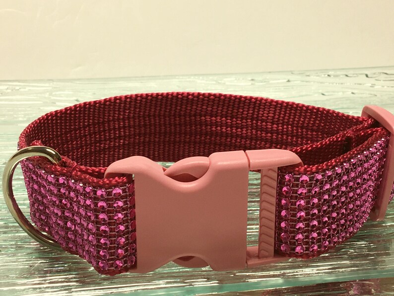 Pink Bling Rhinestone Big Dog Collar Cotton Nylon Blend Etsy