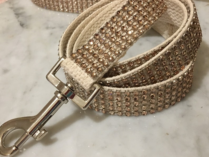 Champagne Rhinestone Bling Dog Leash 1 Wide 100 Cotton Etsy
