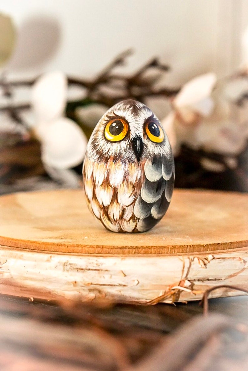 Owl hand painted owl easter egg baby owl gift custom owl Etsy