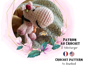 PoupouHippo, French and English PDF crochet pattern to download, amigurumi hippopotamus tutorial, Vivi Tricote creation