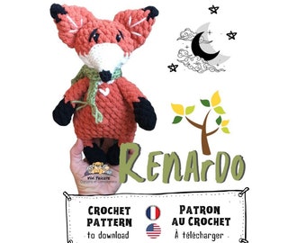 RENARDO French and English pattern to download, easy to make crochet tutorial, Downloadable, Design by Vivi Tricote