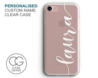 Personalised Handwritten Name Clear Phone Case for iPhone X 8 Plus 7, 6, 6s Cell Phone Cover Clear and Frosted Transparent Custom MAL
