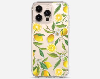 Lemons Pattern Clear iPhone Case: Gloss Print Cell Cover