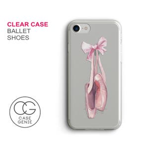 Ballet Shoes Clear Phone Case, iPhone 16 Pro Max Case, iPhone 15 Phone Case, 14 13 12 11 X XR Plus Cell Cover TPU Hybrid Tough Ballerina