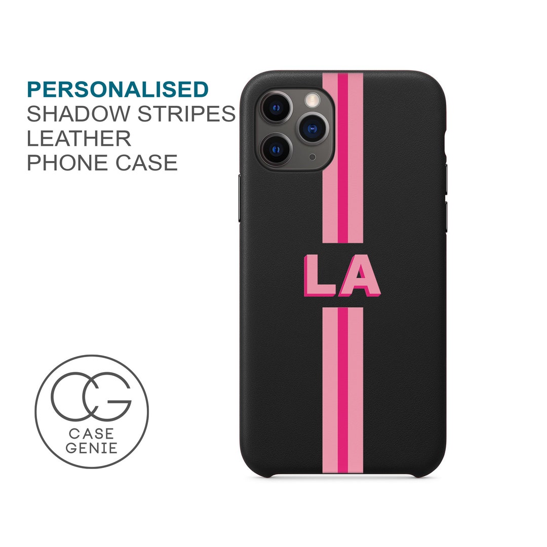 Personalized Leather iPhone Case - Stripe Letters - The Case Club