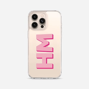 Personalized Clear iPhone Case: Initials, Tough Bumper, Transparent Shadow Text