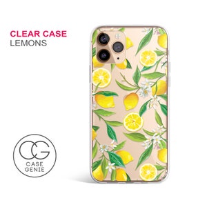 Lemons Pattern Clear Phone Case, iPhone 16 Pro Max Case, iPhone 15 Phone Case Lemon, 14 13 12 11 X XR Plus Cell Cover