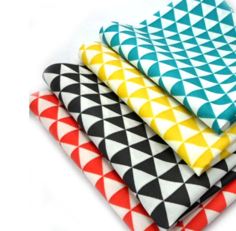 Laminated Cotton Fabric by the yard Triangle pattern_ bluish Etsy