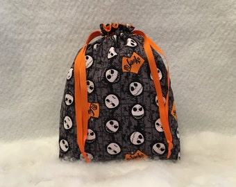 Drawstring Bag Made With Licensed Jack Skellington Fabric