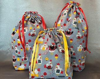 Knitting Chickens Treasure Bag