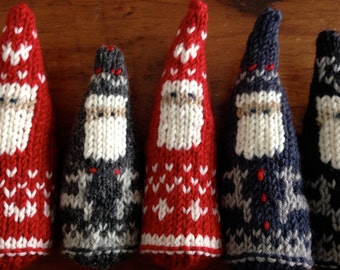 Scandinavian Santa Christmas Ornament Knitting Pattern - 2 Designs - pdf download
